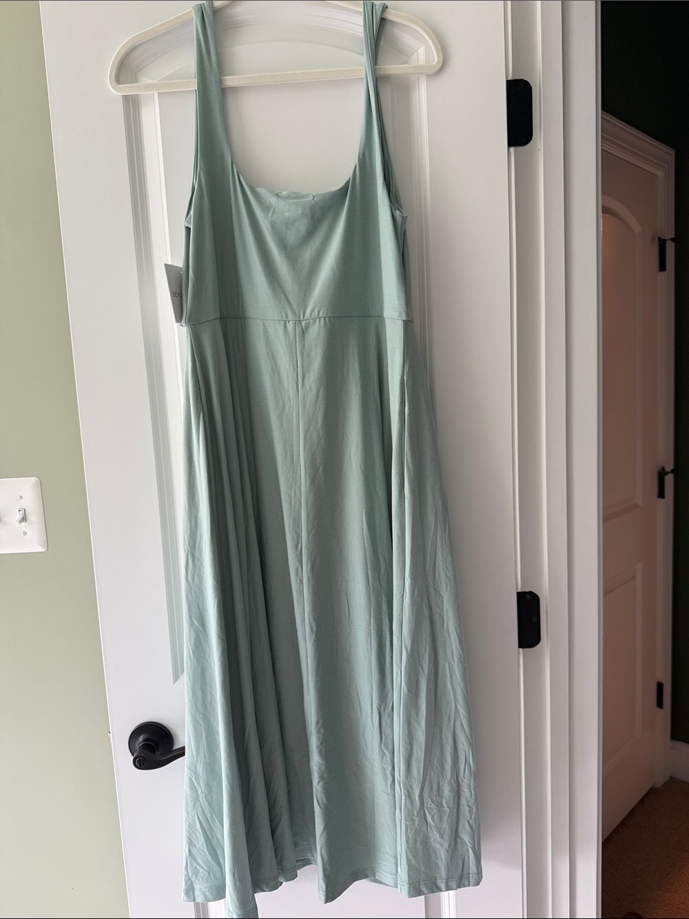 Beyond Yoga Featherweight Square Neck Midi Dress - Minty Slate Heather XL NWT - Picture 3 of 6